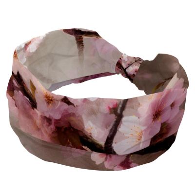 1 Pack Wide Headbands For Women Elastic Headband Pink Art Cherry Blossom-427 Head Bands Women's Hair Band Turban Workout Soft Sweat Hairband Accessories
