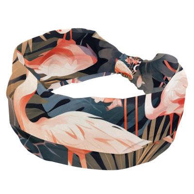 1 Pack Pink Art Flamingo-513 Elastic Soft Fabric Non-Slip Women's Fashion Headbands - Soft, Wide, and Stylish for All Occasions