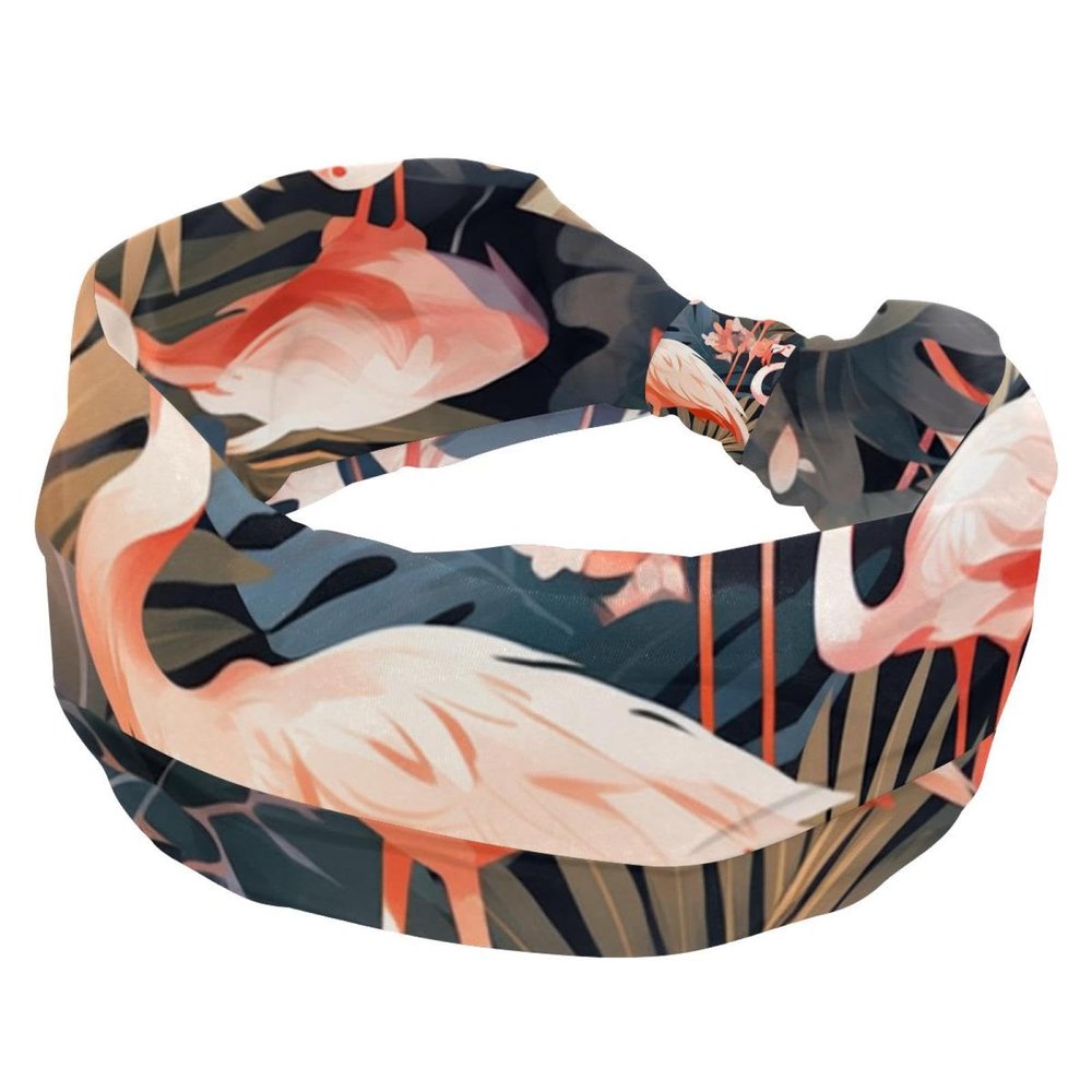 1 Pack Pink Art Flamingo-513 Elastic Soft Fabric Non-Slip Women's Fashion Headbands - Soft, Wide, and Stylish for All Occasions