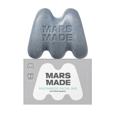 MARS MADE Niacinamide Facial Bar with Black Sesame - Nourishing & Moisturizing Face Wash Soap Bar for All Skin Types - Vegan & Travel-Friendly Korean Skincare (95g, 3.35 oz)