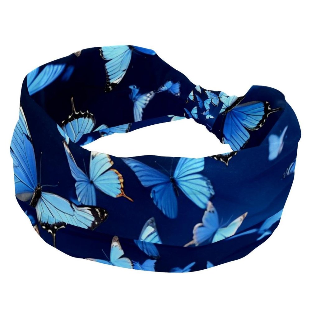 1 Pack Art Butterfly-975 Elastic Soft Fabric Non-Slip Women's Fashion Headbands - Soft, Wide, and Stylish for All Occasions