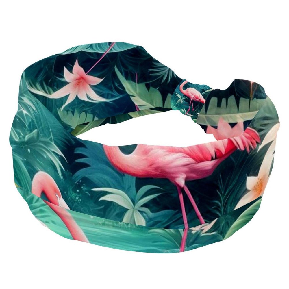 1 Pack Pink Art Flamingo-543 Elastic Soft Fabric Non-Slip Women's Fashion Headbands - Soft, Wide, and Stylish for All Occasions