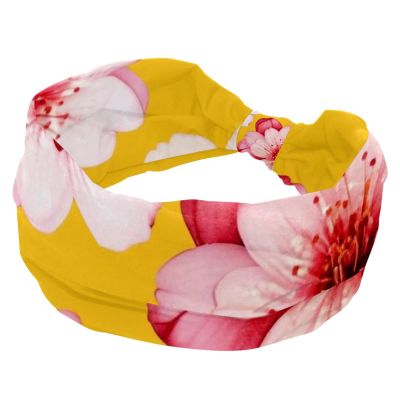 1 Pack Wide Headbands For Women Elastic Headband Pink Art Cherry Blossom-472 Head Bands Women's Hair Band Turban Workout Soft Sweat Hairband Accessories