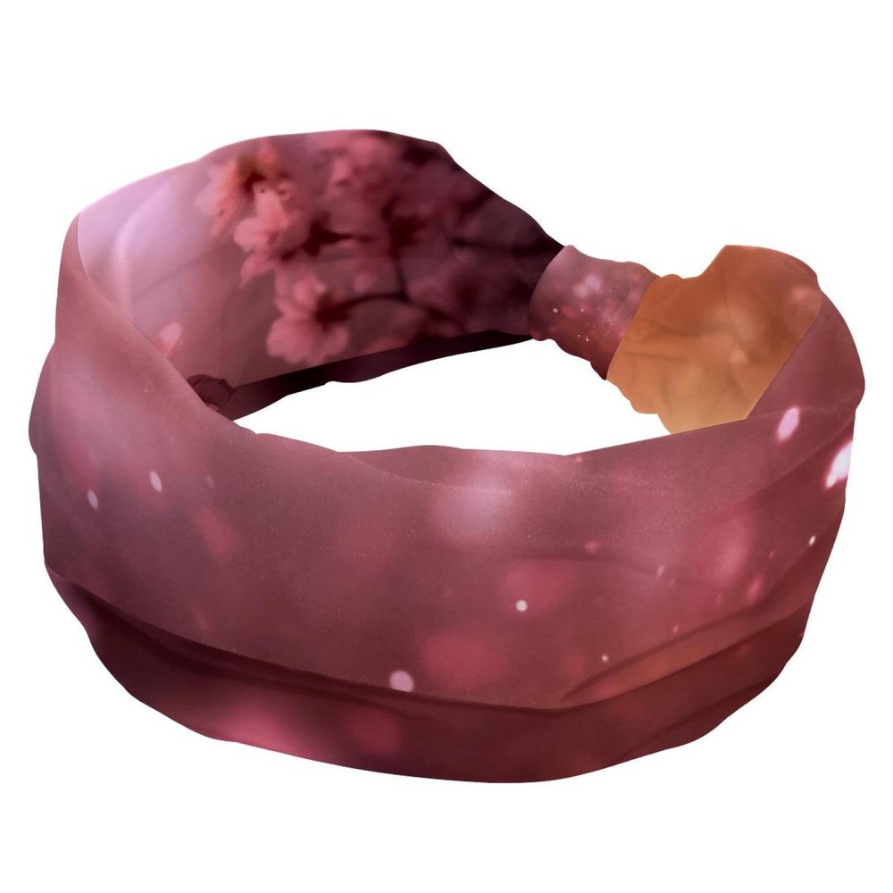 1 Pack Pink Art Cherry Blossom-453 Elastic Soft Fabric Non-Slip Women's Fashion Headbands - Soft, Wide, and Stylish for All Occasions