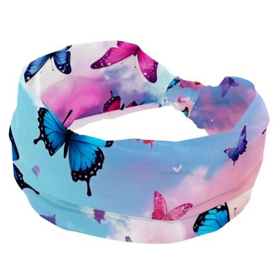 1 Pack Art Butterfly-996 Elastic Soft Fabric Non-Slip Women's Fashion Headbands - Soft, Wide, and Stylish for All Occasions