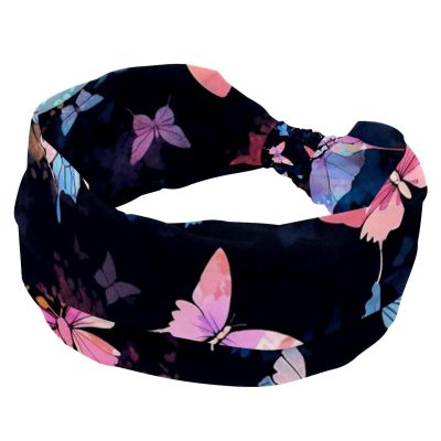 1 Pack Headbands for Women Non Slip Elastic Sports Hair Bands for Women, Soft Cloth Headband for Workout Yoga Fashion Hair Accessories,Art Butterfly-998