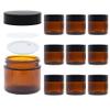 1.77oz Thick Small Glass Jars w/Lids & Inner Liners,WINCUR Refillable Cosmetic Lotion Containers Bottle Amber Glass Mason Jars for Cream, Honey, Jam, Jelly 10 Pack(Black Lids 2.2 * 1.77") view 1