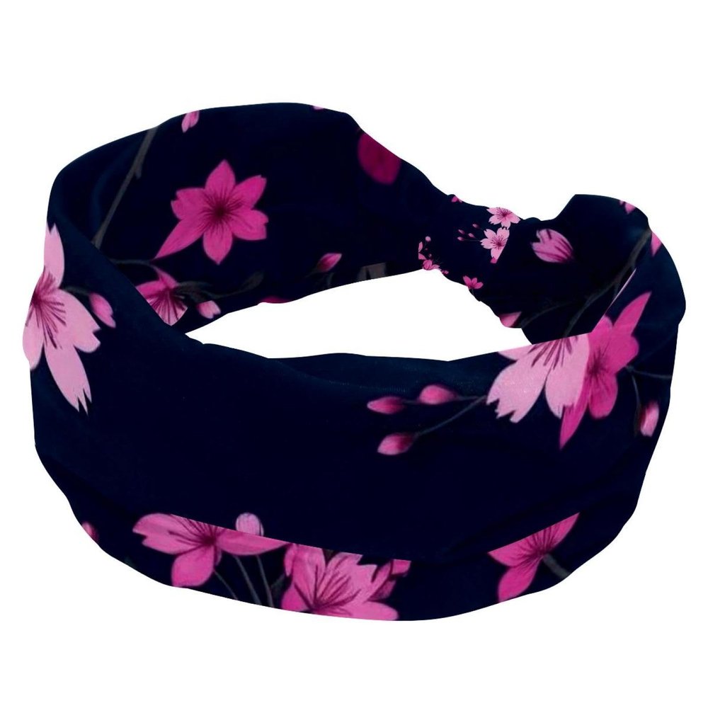 1 Pack Pink Art Cherry Blossom-477 Elastic Soft Fabric Non-Slip Women's Fashion Headbands - Soft, Wide, and Stylish for All Occasions