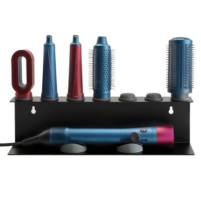 wkao Black Metal Wall-Mounted Storage Rack, Compatible with, Hair Tool Organizer for Curling Iron Attachments, Accessories Holder