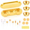 26Pcs Esthetician Supplies for Facials Set - 3 Stainless Steel Gold Mixing Bowls Gold Small Serving Tray 3 Compartment Serving Tray 3 Facial Fan Brushes 6 Face Mask Applicator Brush 12 Face Sponges view 1
