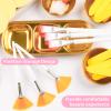 26Pcs Esthetician Supplies for Facials Set - 3 Stainless Steel Gold Mixing Bowls Gold Small Serving Tray 3 Compartment Serving Tray 3 Facial Fan Brushes 6 Face Mask Applicator Brush 12 Face Sponges view 4