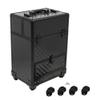 lkoewqzamx 4-in-1 Professional Makeup RollingTrolley Train Case with Lock and Key Diamond Pattern for Travel Makeup/Nail Art/Hair Styling view 1