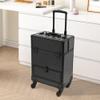 lkoewqzamx 4-in-1 Professional Makeup RollingTrolley Train Case with Lock and Key Diamond Pattern for Travel Makeup/Nail Art/Hair Styling view 4