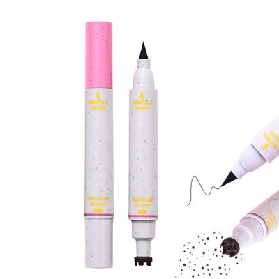 Aaiffey Faux Freckle Stamp with Eyeliner,Dual Ended Fake Freckle & Black Liquid Eyeliner 2 in 1,Long Lasting Quick Dry Fake Freckles Pen For Natural Lifelike Freckles Makeup (#2)