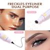 Aaiffey Faux Freckle Stamp with Eyeliner,Dual Ended Fake Freckle & Black Liquid Eyeliner 2 in 1,Long Lasting Quick Dry Fake Freckles Pen For Natural Lifelike Freckles Makeup (#2) view 3
