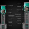 VGR 885 S2 Cordless Barber Clippers and Trimmers Kit, Professional Hair Clippers for Men, Haircut Kit with DLC-Coated Ceramic Blades, 21-Speed Roller, 2 Magnetic Charging Bases, LED Display, Green view 3