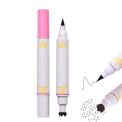 Aaiffey Faux Freckle Stamp with Eyeliner,Dual Ended Fake Freckle & Black Liquid Eyeliner 2 in 1,Long Lasting Quick Dry Fake Freckles Pen For Natural Lifelike Freckles Makeup (#4)