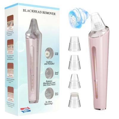 Blackhead Remover Vacuum, Pore Cleaner Blackhead Extractor, Pore Vacuum with 3 Adjustable Suction Levels & 4 Probes, USB Rechargeable Blackhead Remover Tools for Face & Nose (Pink)