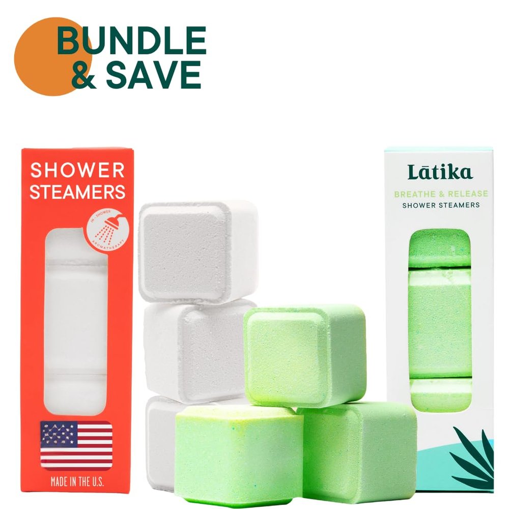 Latika Bath Essentials - Breathe & Release + Energy Boost Shower Steamers for Ultimate Relaxation and Skin Nourishment