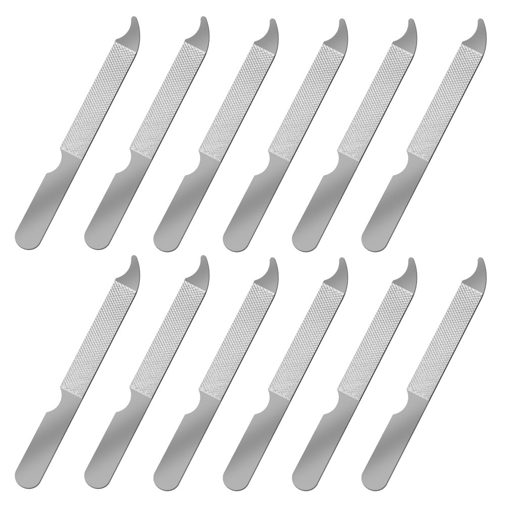 12 PCS Metal Nail Files for Women Stainless Steel Finger Nail Buffer Double-Sided Precision Fingernail Files with Curved Sharp Pointed Tip Thin Durable Nails File Bulk for Salon Home Travel