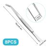 8 Pcs Feeding Tongs, 6.4inch lCurved Tip Long Tweezers Stainless Steel Tweezers Forceps for Aquarium Fish Tank Reptile Snake First Aid Medical Hair Removal Garden Lab Plants Electrical Repair (Silver view 2