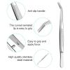 8 Pcs Feeding Tongs, 6.4inch lCurved Tip Long Tweezers Stainless Steel Tweezers Forceps for Aquarium Fish Tank Reptile Snake First Aid Medical Hair Removal Garden Lab Plants Electrical Repair (Silver view 3