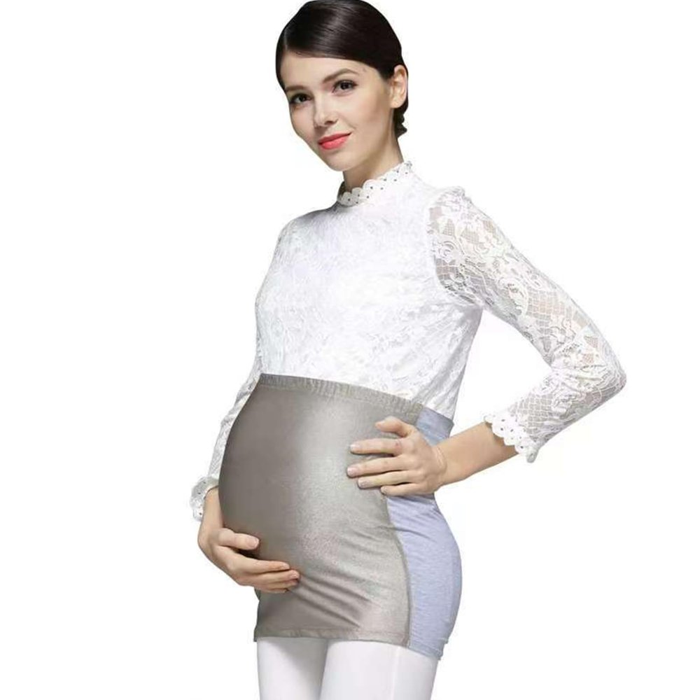 TOGEPP EMF Anti-Radiation Clothes,Radiation Protection Belly Band 5G Anti-Radiation Pregnancy Clothes, 100% Silver Fiber Cotton Material w/Adjustable Waistband Beige(XL)