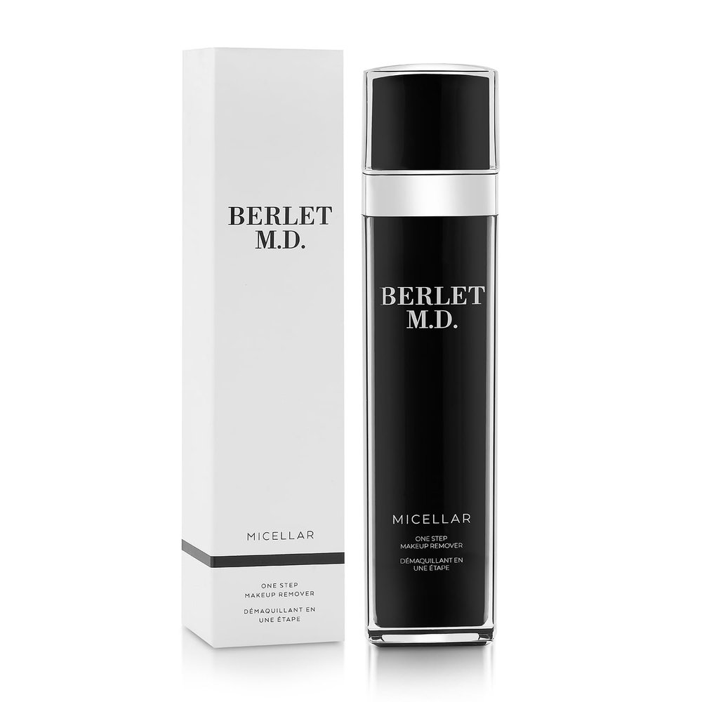 BERLET M.D. Micellar Water, Gentle One-Step Makeup Remover with German Chamomile, Vegan Water-Based Cleanser for Face & Eyes, For All Skin Types Including Sensitive Skin, 120ml
