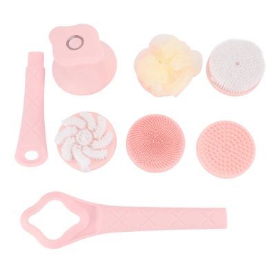 Alomejor Electric Body Bath Brush, Rechargeable Shower Brush with 5 Brush Heads and Long Handle, IPX7 Body Scrubber for Deep Cleansing and Massage