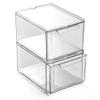 BINO | Clear Stackable Storage Drawers, Medium - 2 Pack | Clear Storage Drawers with Built-In Handles | Durable Plastic Organizer Drawer | Modular Stackable Drawer Acrylic Organizer view 1