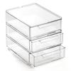 BINO | Clear Stackable Storage Drawers, Small - 3 Pack | Clear Storage Drawers with Built-In Handles | Durable Plastic Organizer Drawer | Modular Stackable Drawer Acrylic Organizer view 1