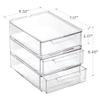 BINO | Clear Stackable Storage Drawers, Small - 3 Pack | Clear Storage Drawers with Built-In Handles | Durable Plastic Organizer Drawer | Modular Stackable Drawer Acrylic Organizer view 2