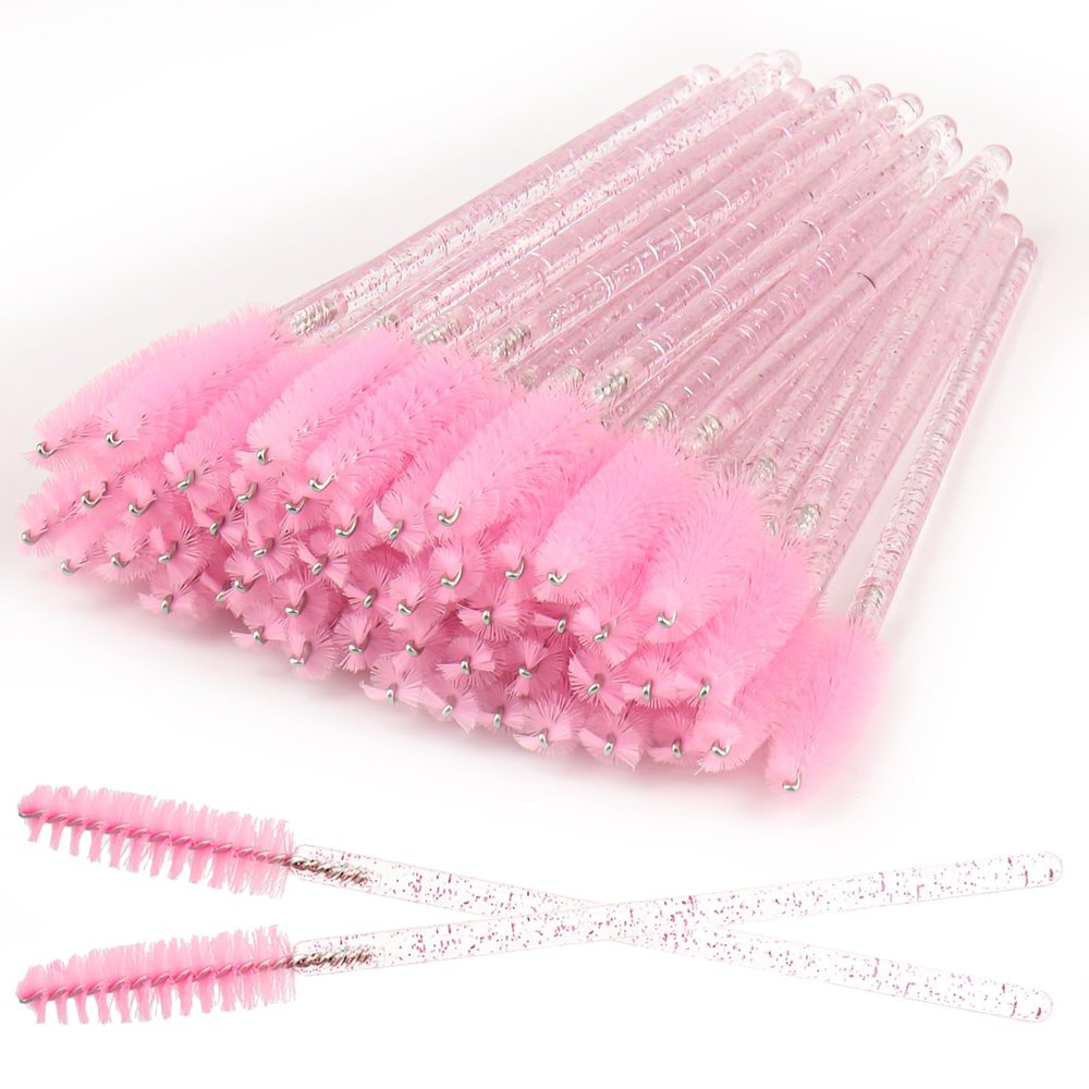 200 Pack Mascara Wands Disposable Eyelash Brushes for Extensions Eye Lash Applicator Makeup Tool kits, Crystal Handle