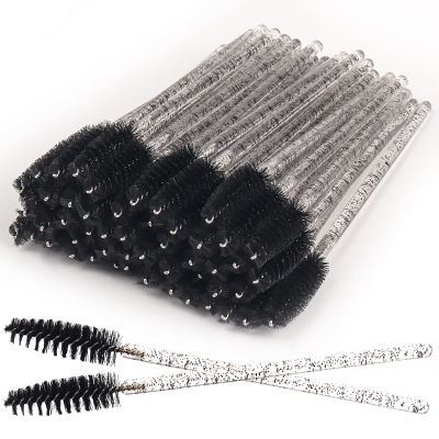 200 Pack Mascara Wands Disposable Eyelash Brushes for Extensions Eye Lash Applicator Makeup Tool kits, Crystal Handle