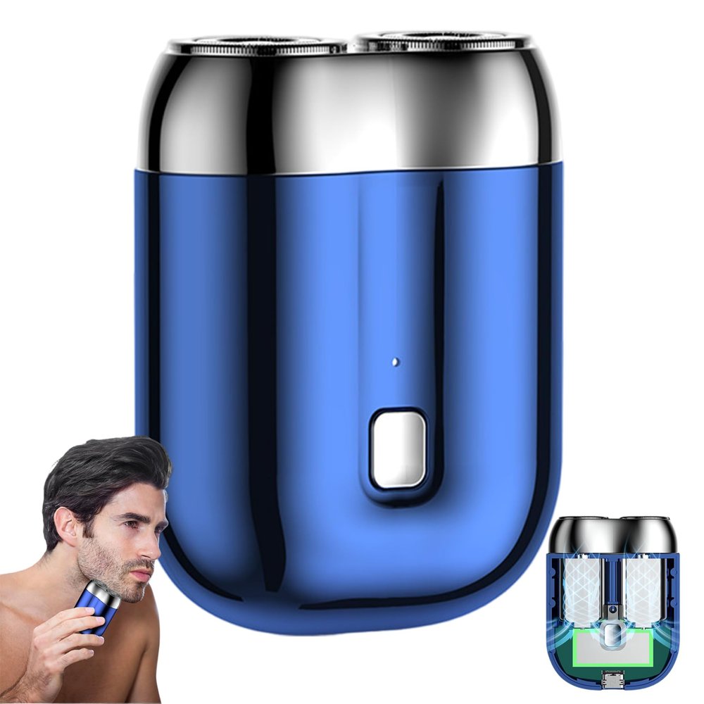 Mini Electric Shaver, Waterproof Rechargeable Double Head Portable Shaver, Wet & Dry Use for MenMini