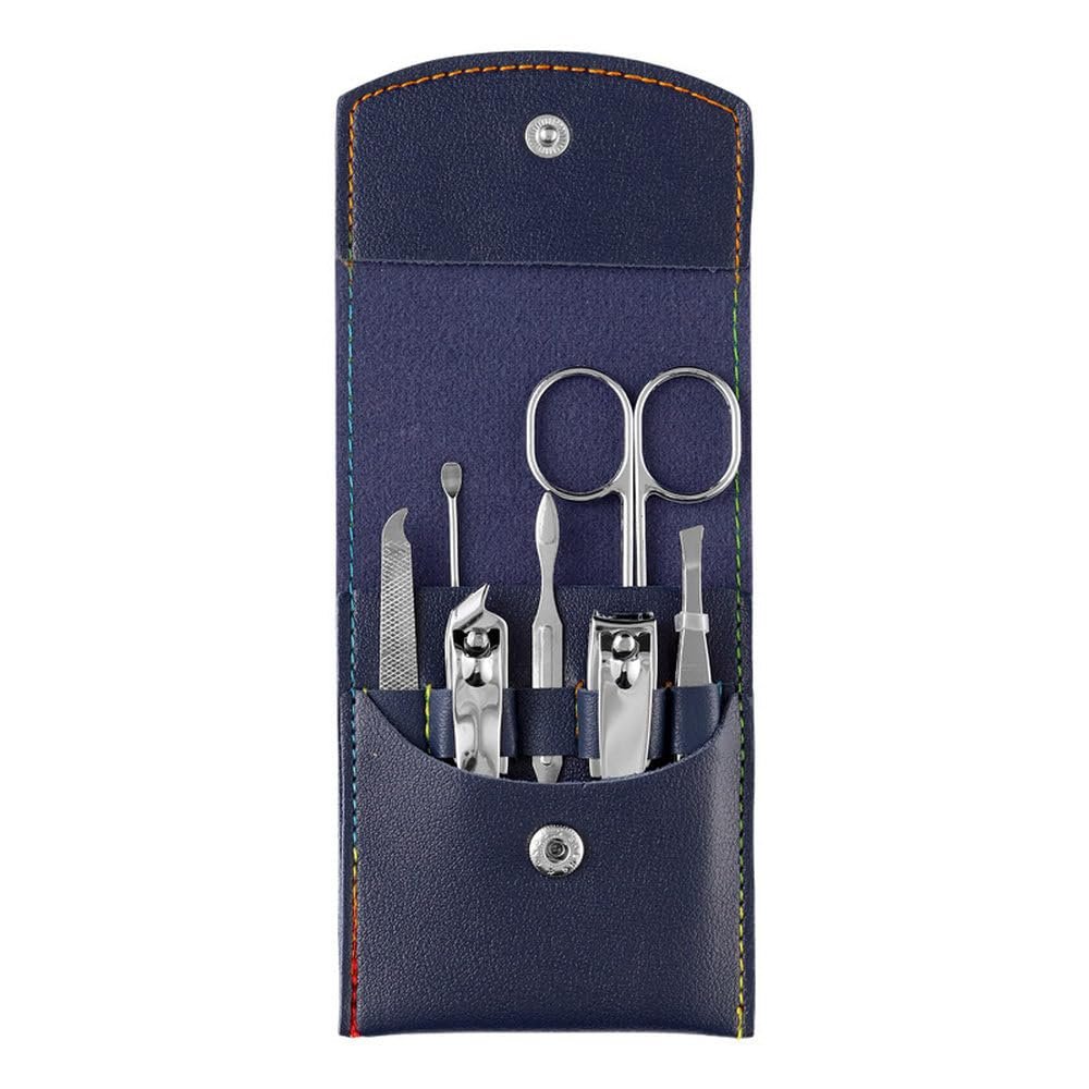 7-Piece Professional Nail Clippers Kit - Stainless Steel Pedicure Set | Complete Grooming Tools for Home & Salon Travel Use,Blue