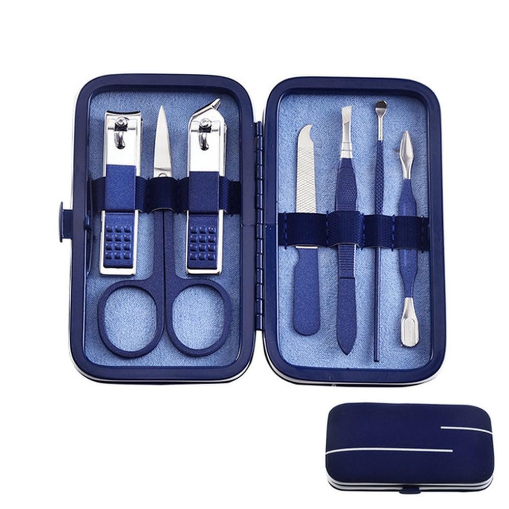 12pcs Nail Art & Pedicure Set - Stainless Steel Manicure Kit w/Scissors, Clippers & Travel Case | Salon Tools for Home Use,7pc Blue