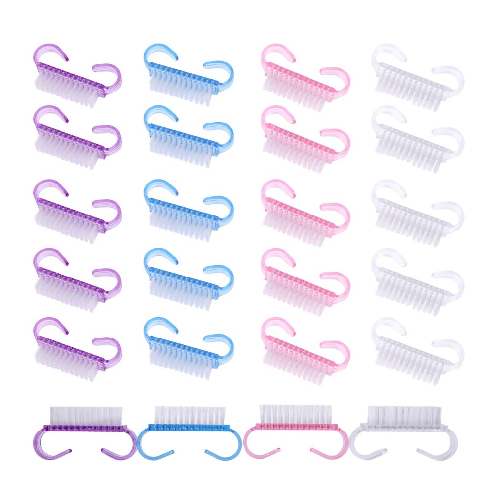 20Pcs Handle Grip Nail Brush, Nylon Nail Cleaning Brush Hand Fingernail Brush Cleaner Scrubbing Kit Pedicure for Toes and Nails Men Women
