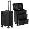ALUROICE Large Rolling Makeup Train Case, Professional Travel Cosmetology Case on Wheels with Drawers, 3 Tiers Nail Organizers Storage Case for Nail Tech, Tattoo, Hairstylist, Makeup, Large view 1