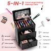 ALUROICE Large Rolling Makeup Train Case, Professional Travel Cosmetology Case on Wheels with Drawers, 3 Tiers Nail Organizers Storage Case for Nail Tech, Tattoo, Hairstylist, Makeup, Large view 2