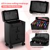 ALUROICE Large Rolling Makeup Train Case, Professional Travel Cosmetology Case on Wheels with Drawers, 3 Tiers Nail Organizers Storage Case for Nail Tech, Tattoo, Hairstylist, Makeup, Large view 3