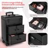 ALUROICE Large Rolling Makeup Train Case, Professional Travel Cosmetology Case on Wheels with Drawers, 3 Tiers Nail Organizers Storage Case for Nail Tech, Tattoo, Hairstylist, Makeup, Large view 4