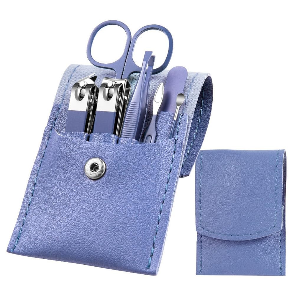 7Pcs Professional Nail Clippers Kit - Stainless Steel Manicure Set | Complete Grooming Tools for Home & Salon Travel Use,Blue