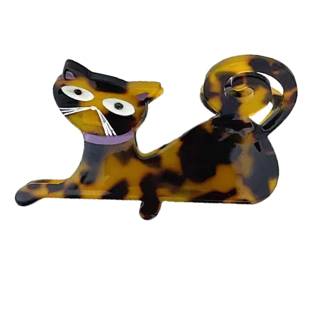 Cute Cat Hair Clips,Kitty Cat Hair Claw Clips,Acetate Hair Clips for Women,Animal Shaped Hair Jaw Clips,Pet Cat Shape Hair Barrettes Accessories (Leopard Print)