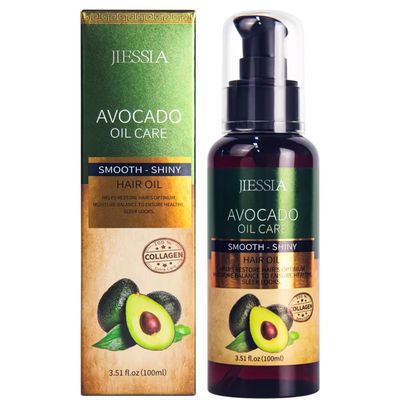 Avocado Hair Oil with Collagen, Smooth-Shiny Care, 3.51 fl.oz, Moisturizing and Frizz Control