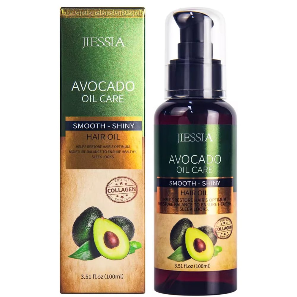 Avocado Hair Oil with Collagen, Smooth-Shiny Care, 3.51 fl.oz, Moisturizing and Frizz Control