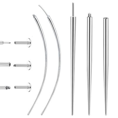 Piercing Taper Insertion Tool for Changing Jewelry 16G Stainless Steel Piercing Ball Grabber Tool Sets with Curved Threader Tools & Threadless Insertion Pin for Ear Nose Lip Body