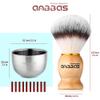 Anbbas 5IN1 Shaving Brush Set,Nylon Bristles Wood Handle and Stainless Steel Soap Bowl,ABS Wall Mounted Shaving Holders for Brush and Bowl with 3.5 oz Shaving Soap Refill view 3