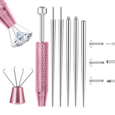Hualleko Piercing Taper Ball Grabber Tool Kit for Changing Jewelry Stainless Steel Piercing Assistant Tool, Insertion Pin & Threader Tools for Ear/Nose/Lip Piercings