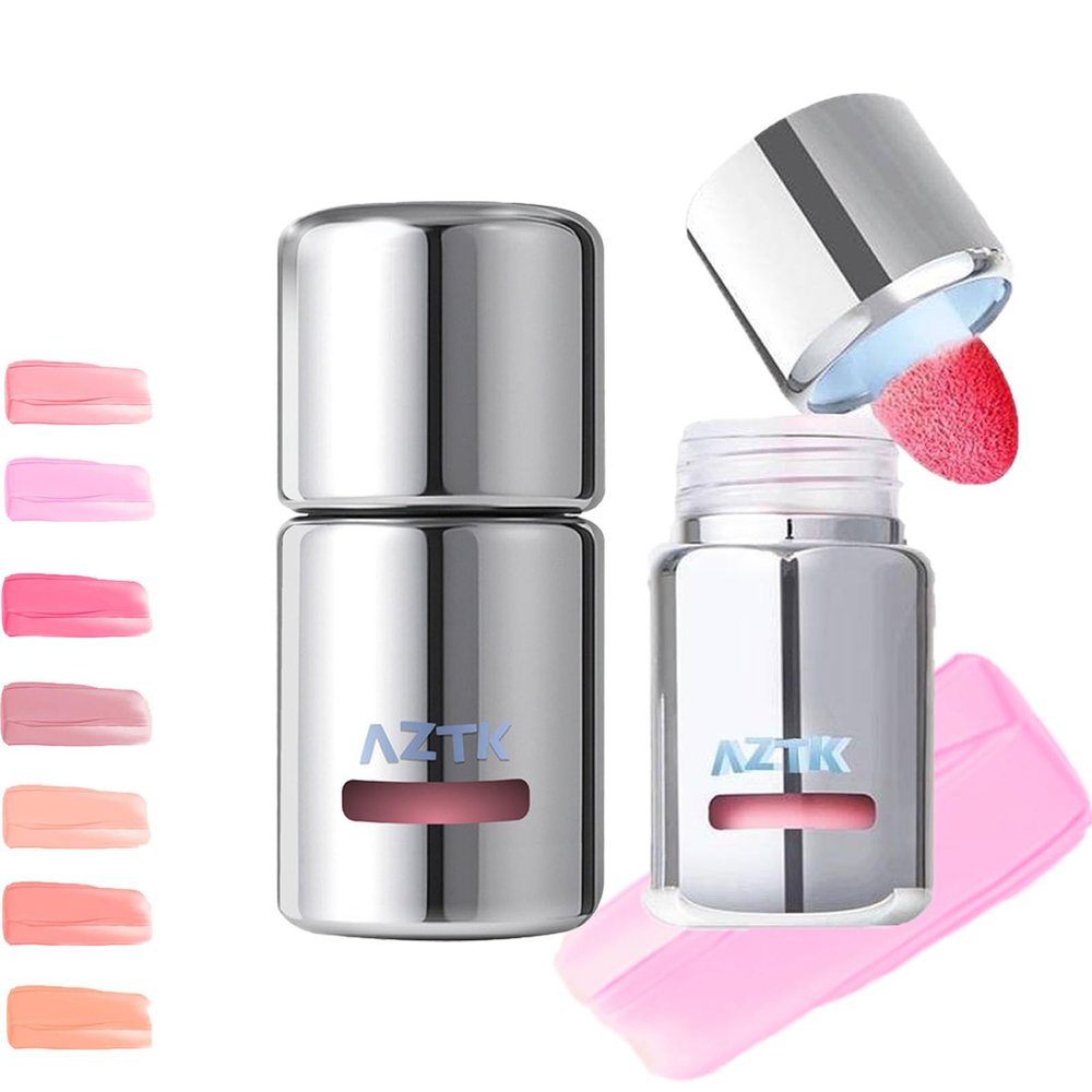 Aztk Liquid Blush, Aztk Jelly Color Liquid Blushes, Blush for Cheeks, Blushes Lotion with Sponge Head, High-Pigment, Long-Lasting, Waterproof, Matte Finish, 5ml (JC02)